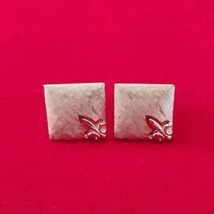 Vintage Signed Swank Fleur-de-lis Sterling Silver Plated Cufflinks